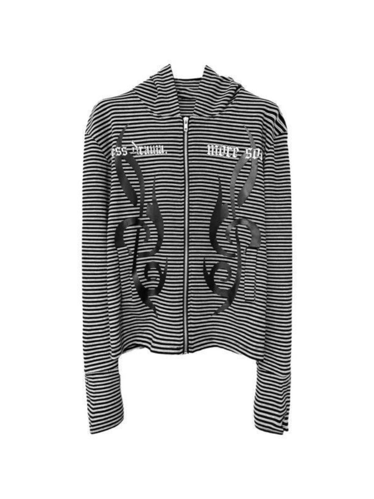جاكيت هودي مخطط بأسلوب قوطي لل - مراجعة Vintage Zip Hoodie وسعره