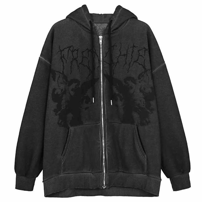 هوديز نسائية كبيرة الحجم بطبعة - مراجعة Vintage Zip Hoodie وسعره