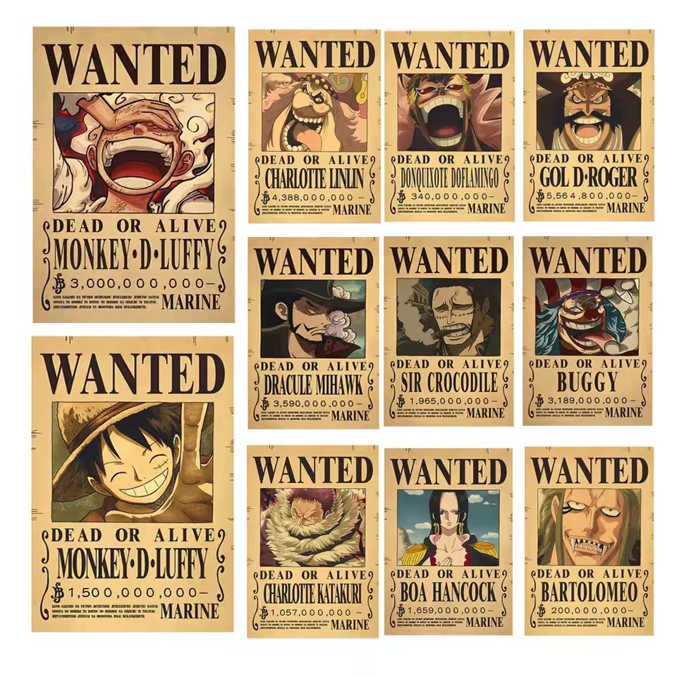 ملصقات شخصيات أنمي ون بيس المط - مراجعة Vintage Collectible Posters وسعره
