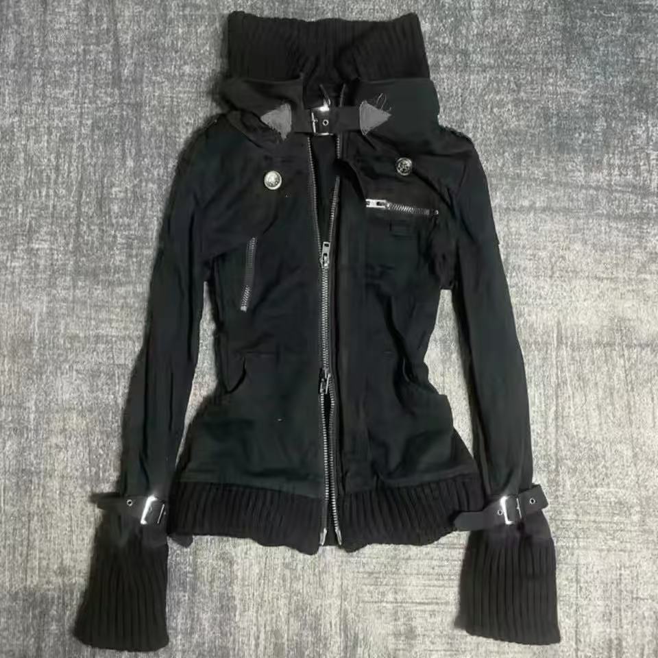 سترة نسائية سوداء ضيقة بسحاب م - مراجعة Vintage Zip Hoodie وسعره